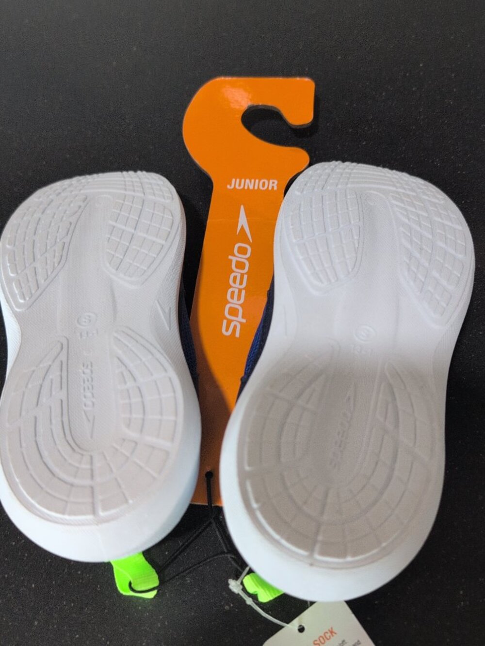 NWT Speedo Junior Boys Small (13/1) Aqua Sock Water Shoe BLUE Rubber Sole - Picture 4 of 5